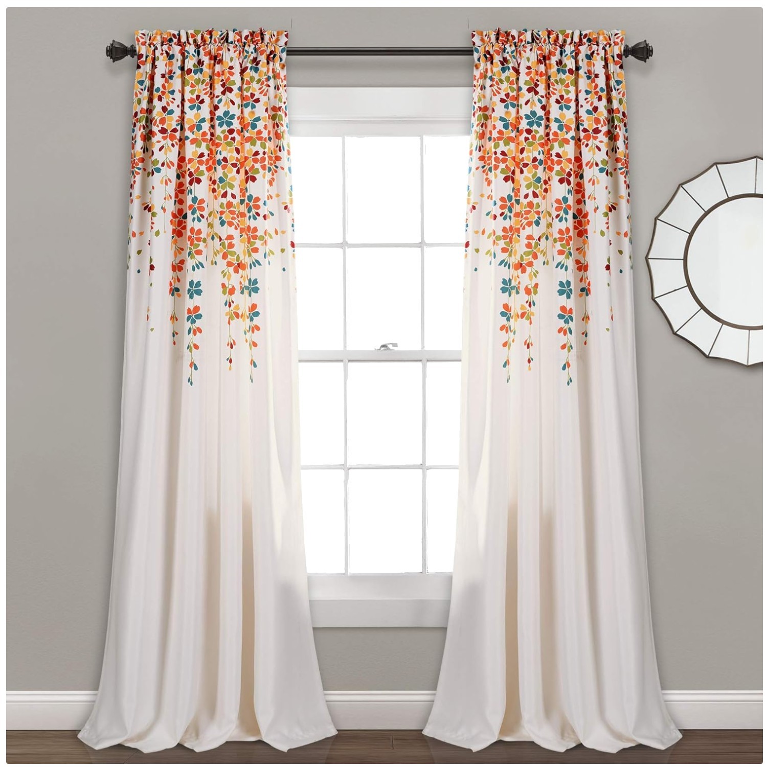 Weeping Flower Turquoise Tangerine Curtains