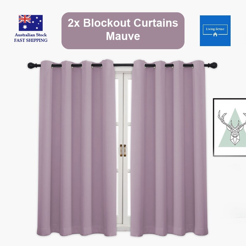 Mauve Blockout Curtains Thermal Blackout Drapes with Eyelets – Noise Reducing
