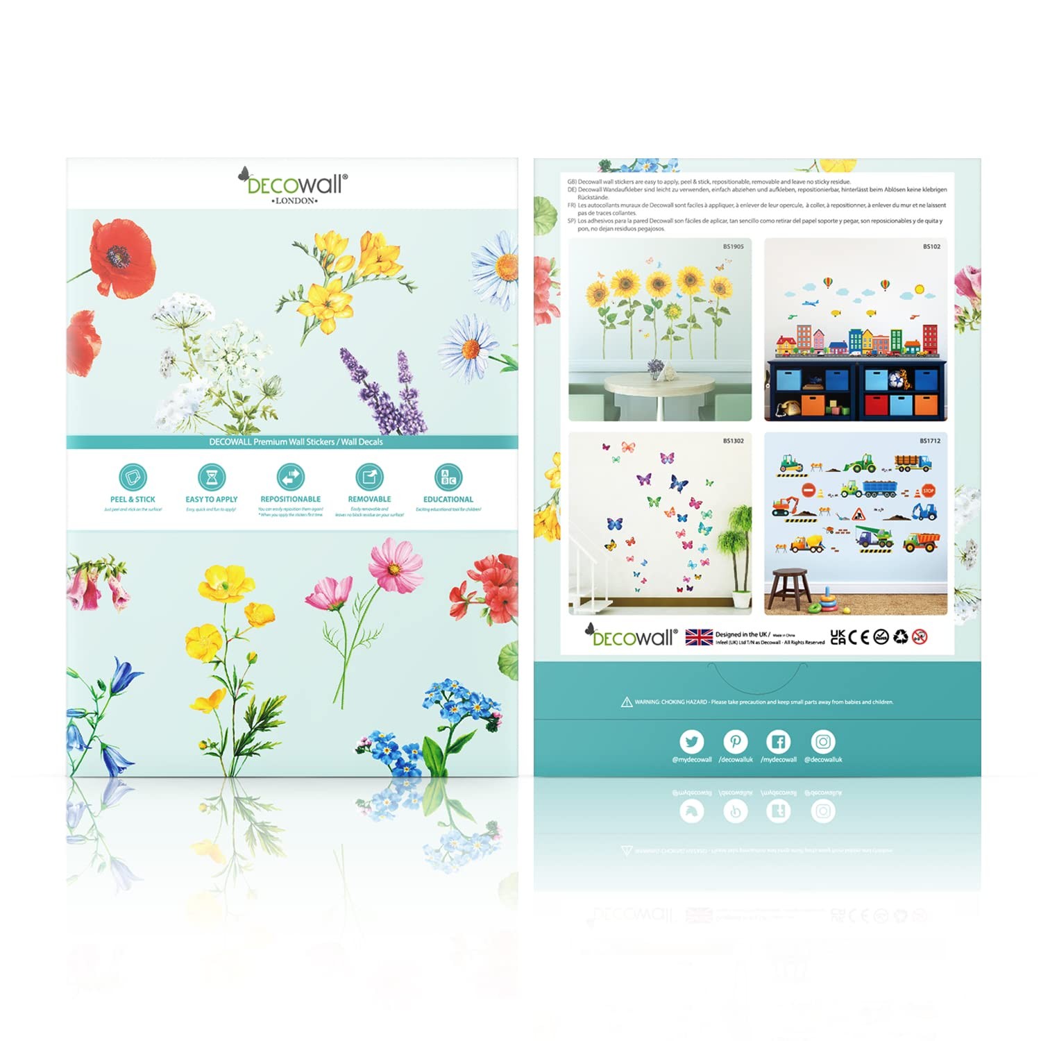 BASHOM DS2-4002 Hummingbirds Wall Stickers Decals Kids Peel and Stick Ba-4002