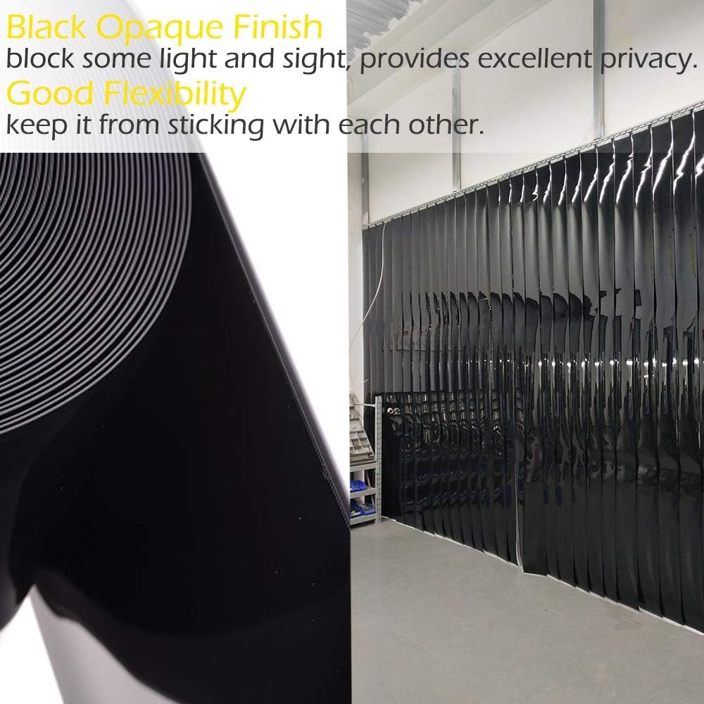 Black PVC Strip Door Curtain Heavy Duty Vinyl Roll Scratch Guard Industrial Use