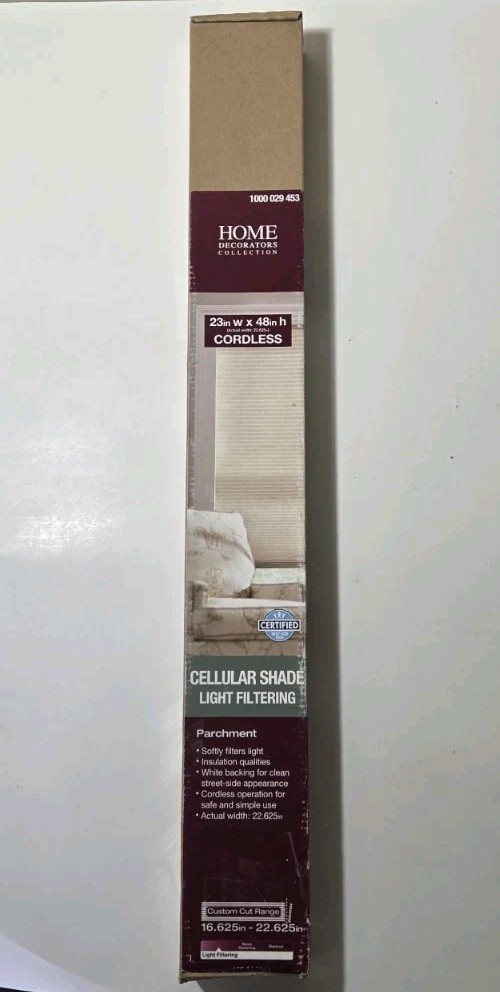 New HDC- Cordless Cellular Shade Light Filtering 23in W x 48in H(1000 029 453)