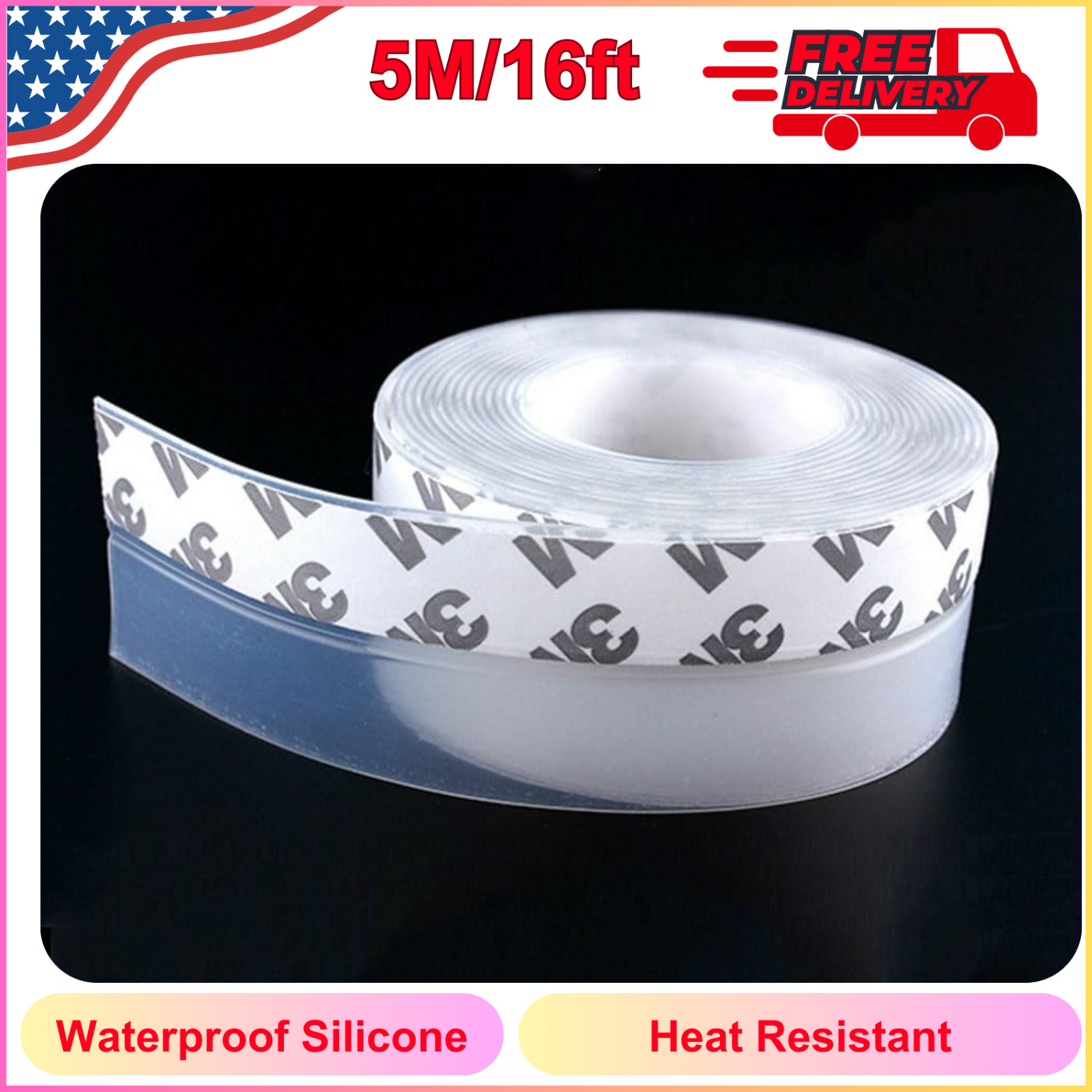 16Ft Window Sealing Strip, Self Adhesive Weather Stripping 35mm Width, Silicone