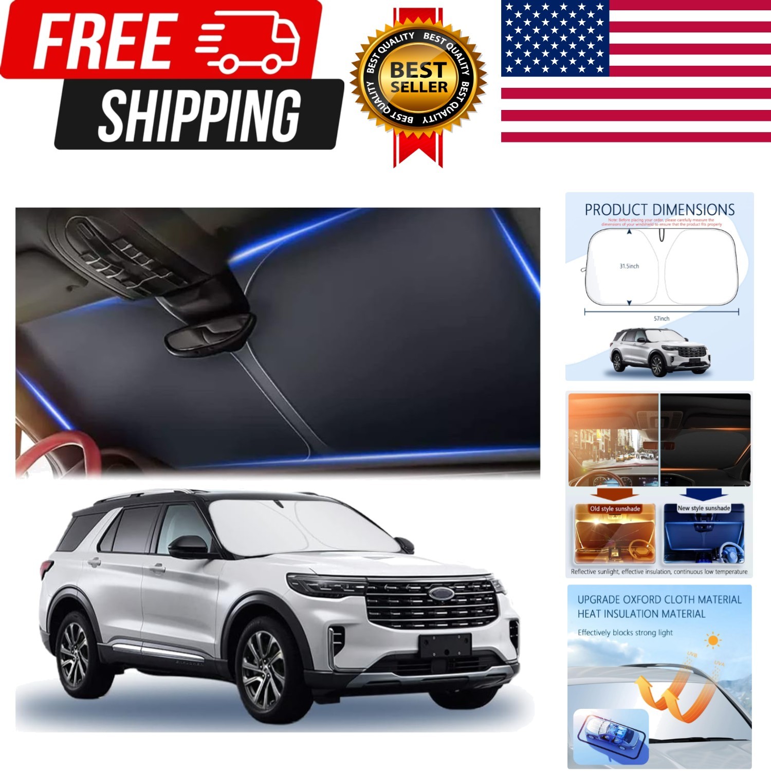 300T Thickened Automotive Glass Sunshade and Comes with Storage Bag,Keep Car …