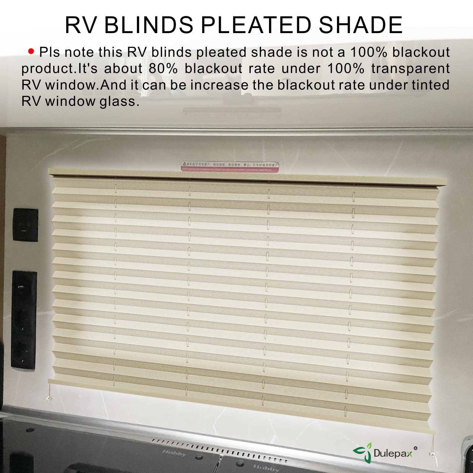 Dulepax RV Pleated Window Shade 32″ x 24″ Cappuccino Camper Motorhome