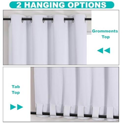 Outdoor Curtains for Patio Waterproof – 52″W x 96″L (Pack of 2) White