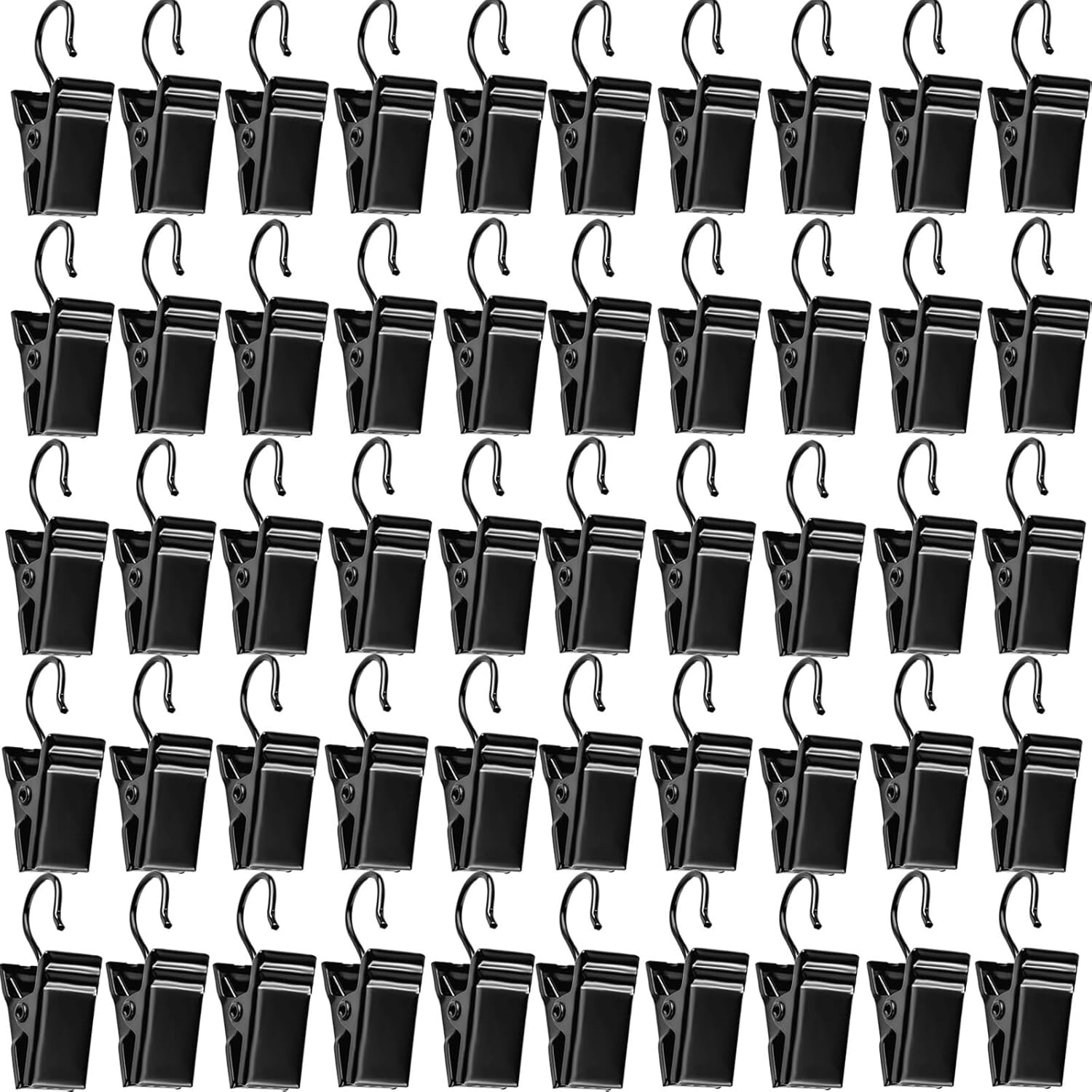 50PCS Black 0.2in Small Curtain Clips Metal Heavy-Duty Hooks For Home Decoration