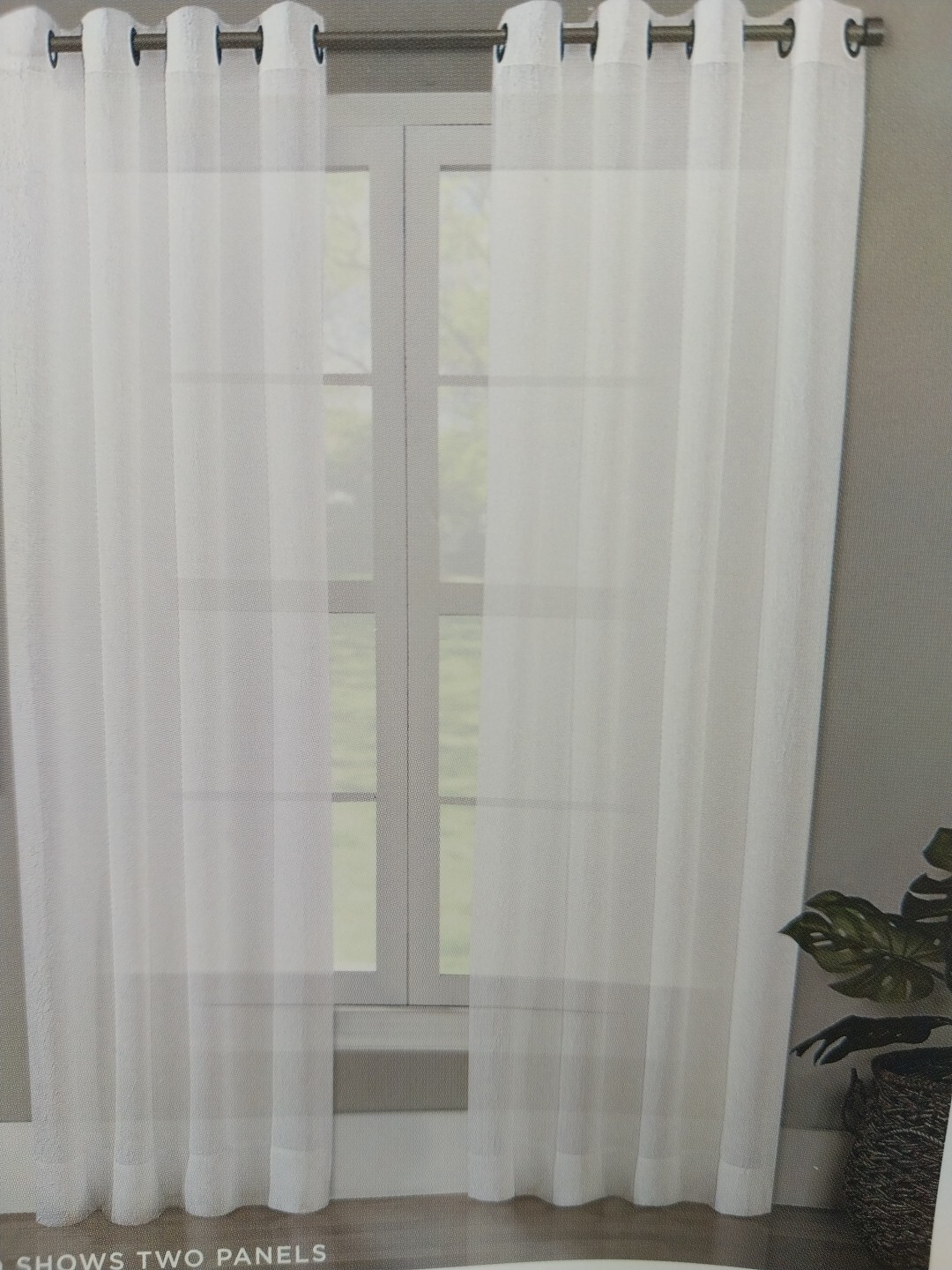 R Home Light Filtering Sheer Curtain Panel 50 x 63in White Crushed Voile