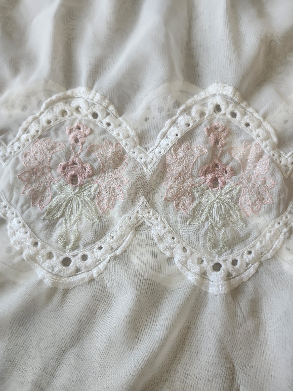 Set Sheer Polyester Machine Embroidered Curtains Flower Pattern Pink Pretty!…