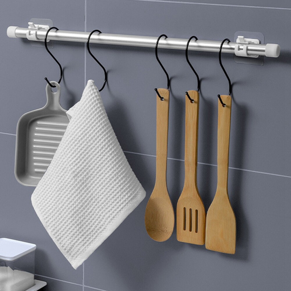2- 10Pcs Adjustable Nail Free Curtain Rod Clip Self Adhesive Curtain Holder Hook