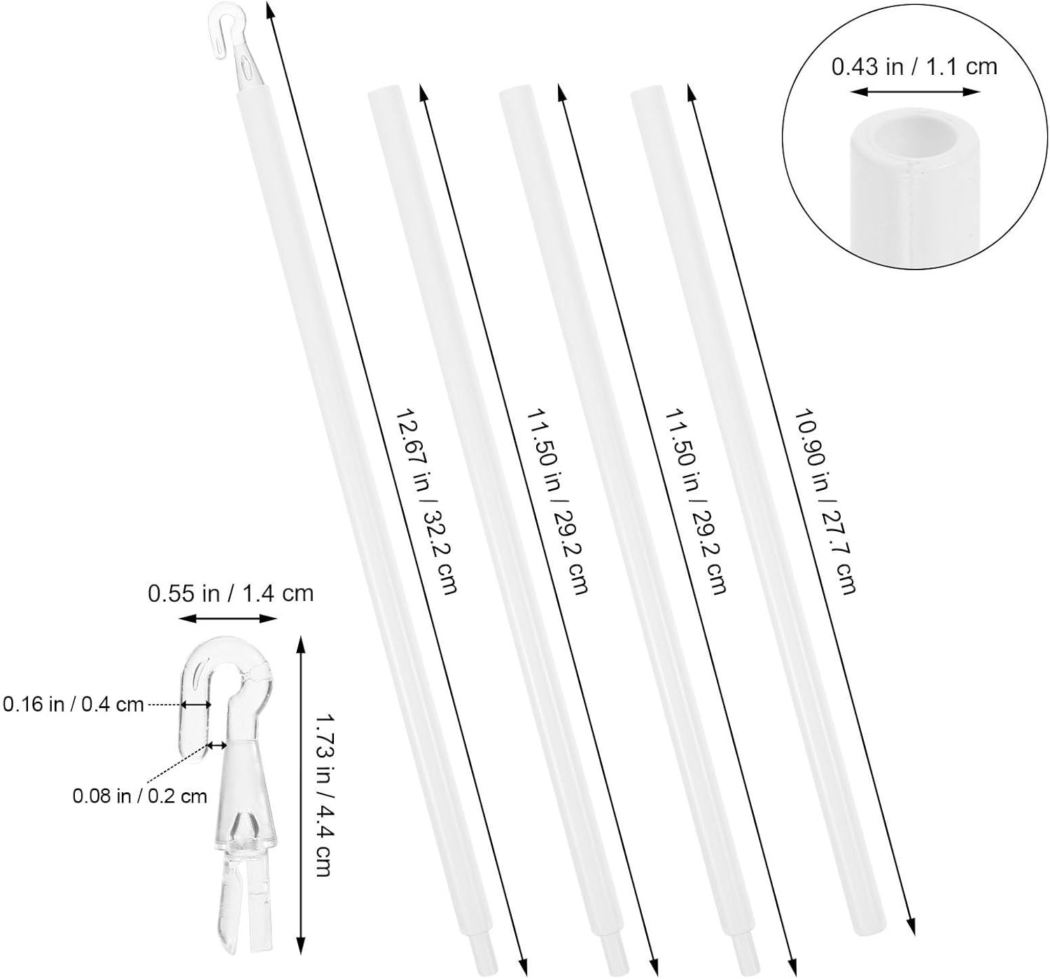Blind Wand Replacement with Hooks – 1 Set 46in Long Vertical Blinds Stick Pull