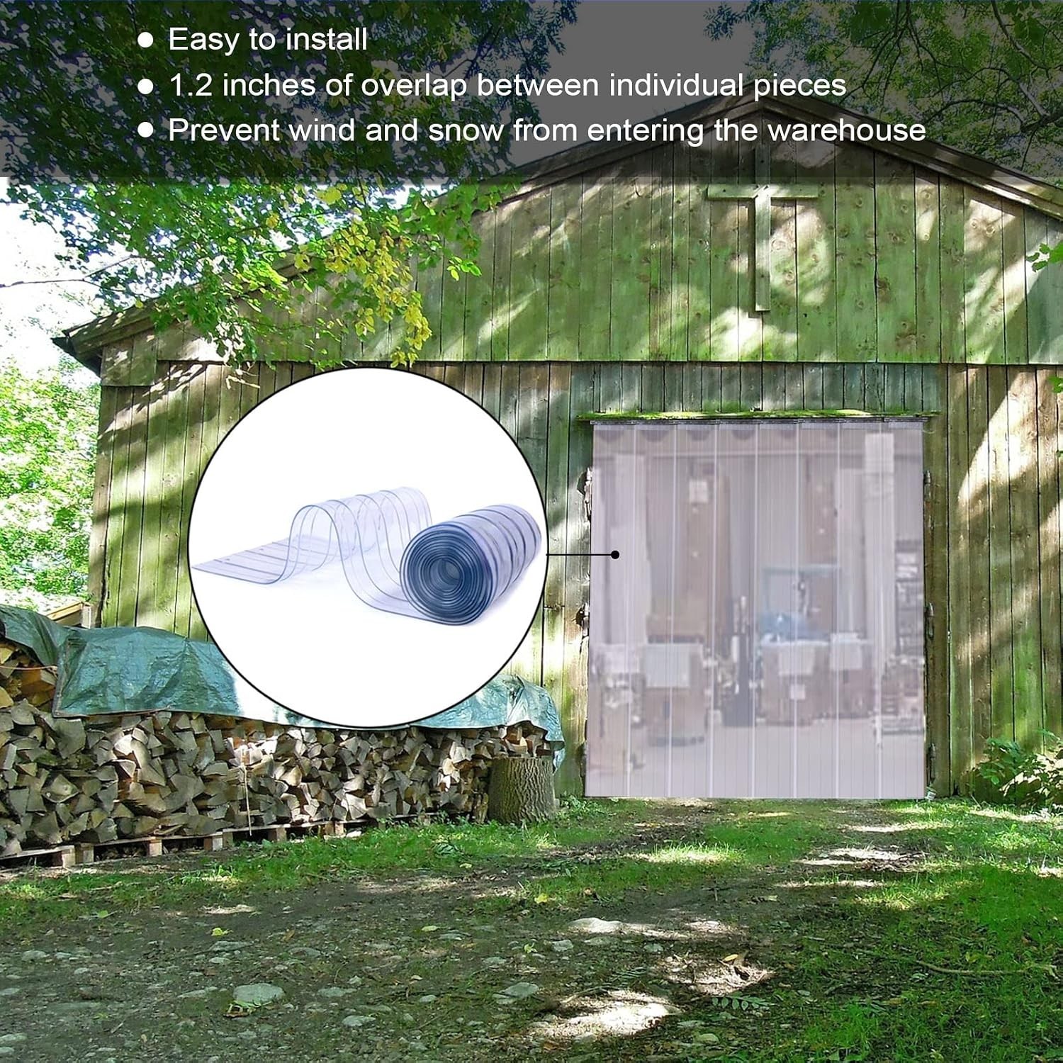 Durable Clear Vinyl Curtain – 8′ x 7.2″ Waterproof Strip for Pet Houses and More