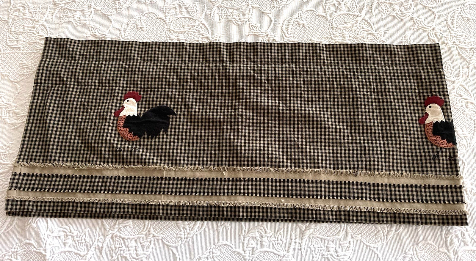 Farmhouse Rise and Shine Rooster Valance Home Collections by Raghu Country Lined