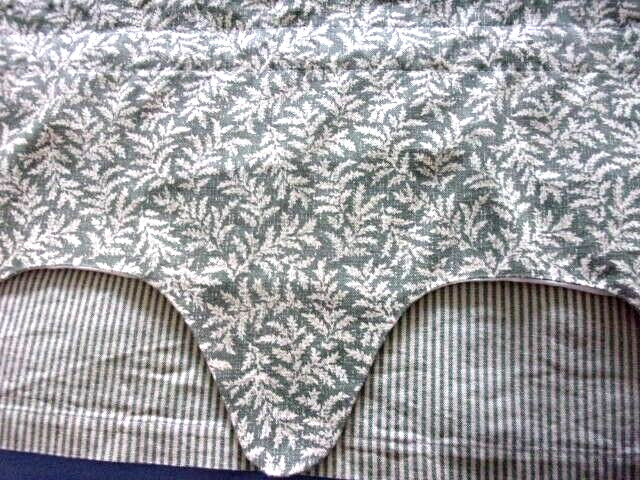 Waverly Fernwood Olive Green and Tan Fern/Stripe 2 Layer Valances–2