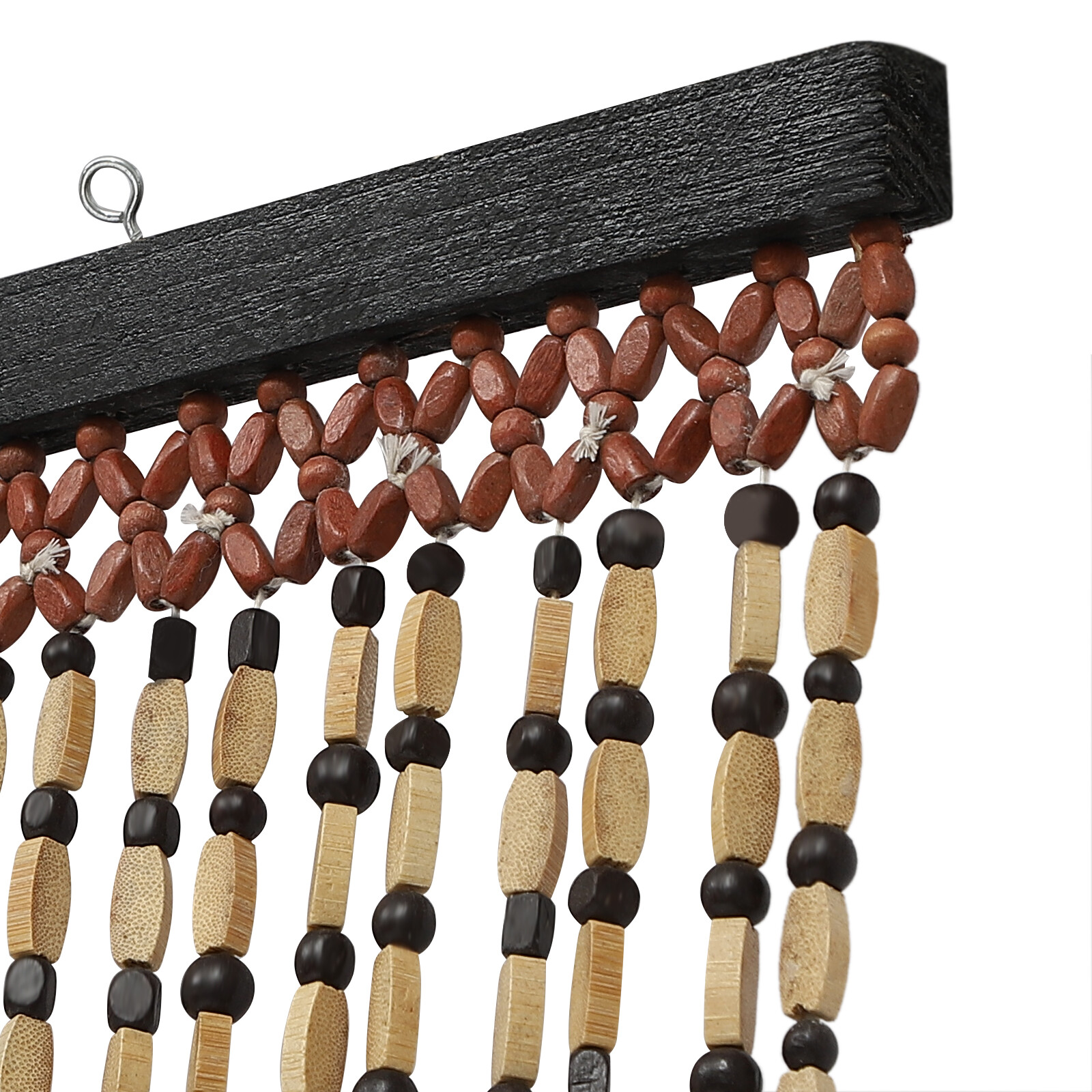 74.8 Inch Boho Natural Wood and Bamboo Beaded Curtain for Doorway Room Divider