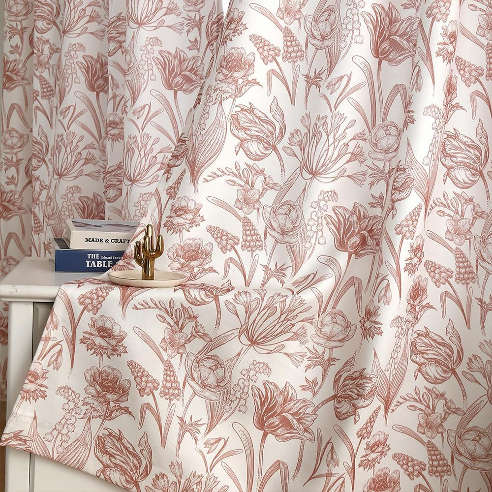 Blackout Curtains 2 Panels Poppy Floral 52″ W X 96″ L