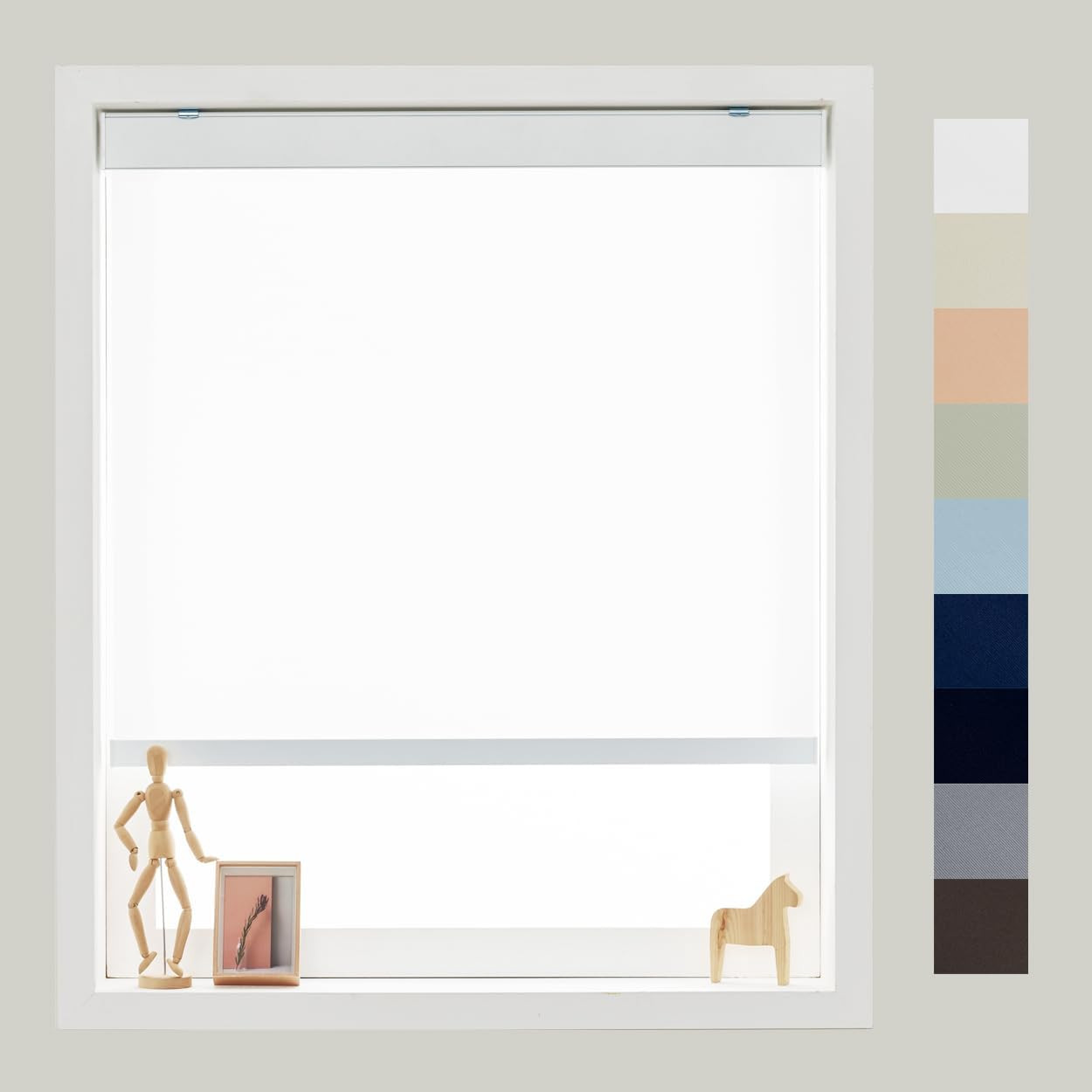 Cordless Light Filtering Roller Shades 34×72 Inch – Noiseless Privacy Blinds