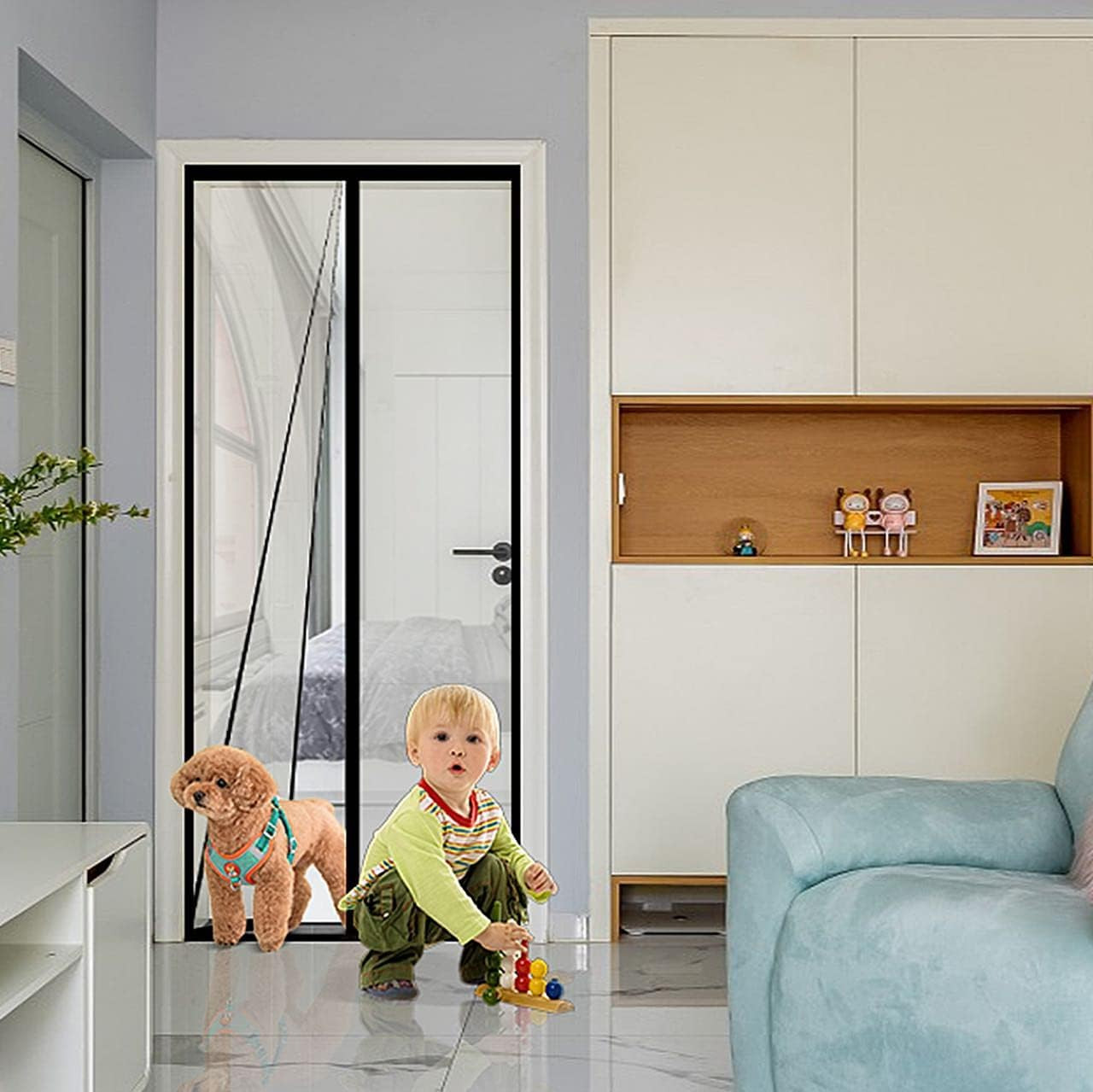 Transparent Insulated Door Curtain, Magnetic Thermal Door Cover Screen Door Self