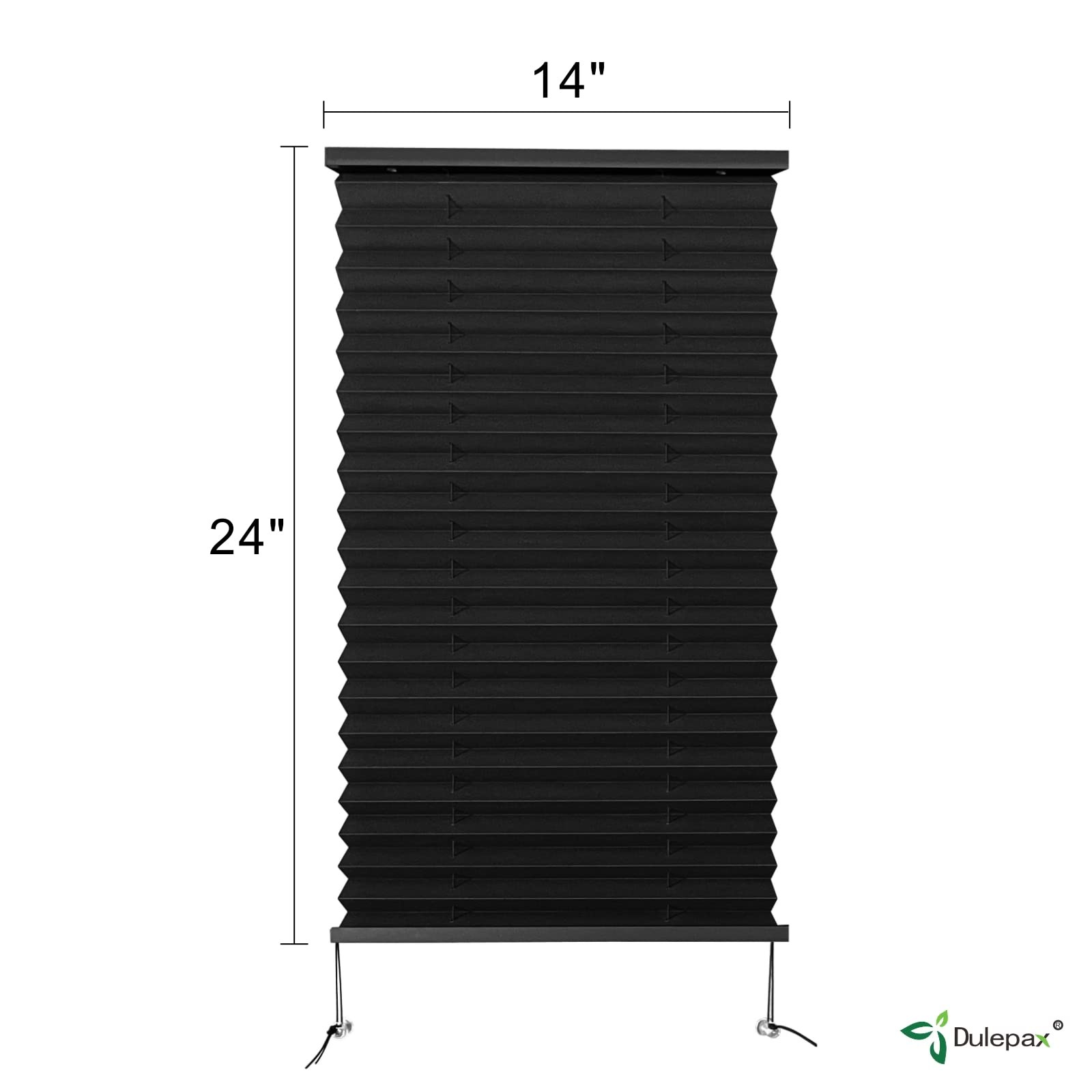 Dulepax RV Blinds – Pleated Shades, 14″ W x 24″ L Black RV Window Shades for …