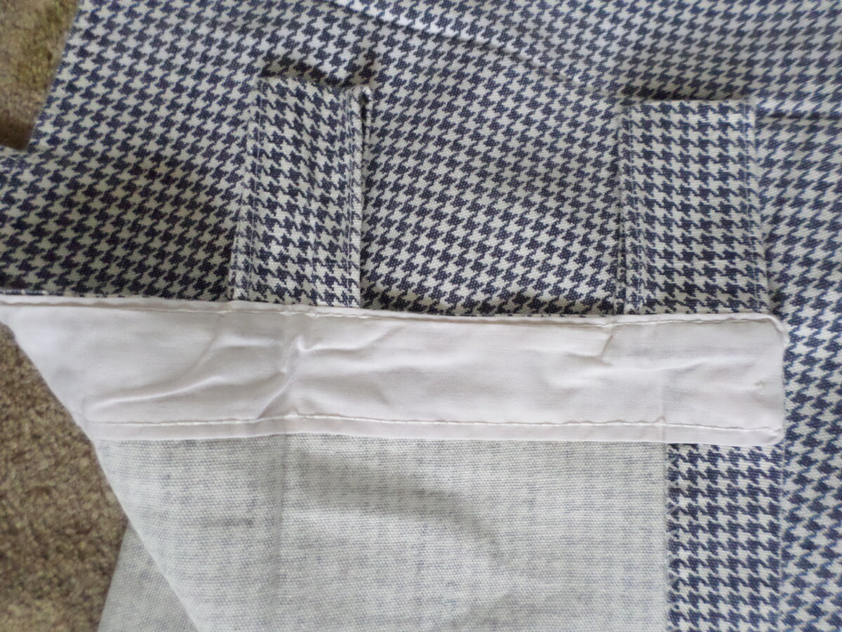 Tab Top Curtain Panel Cotton Country Red Check or Blue Houndstooth BUY 1 OR MANY