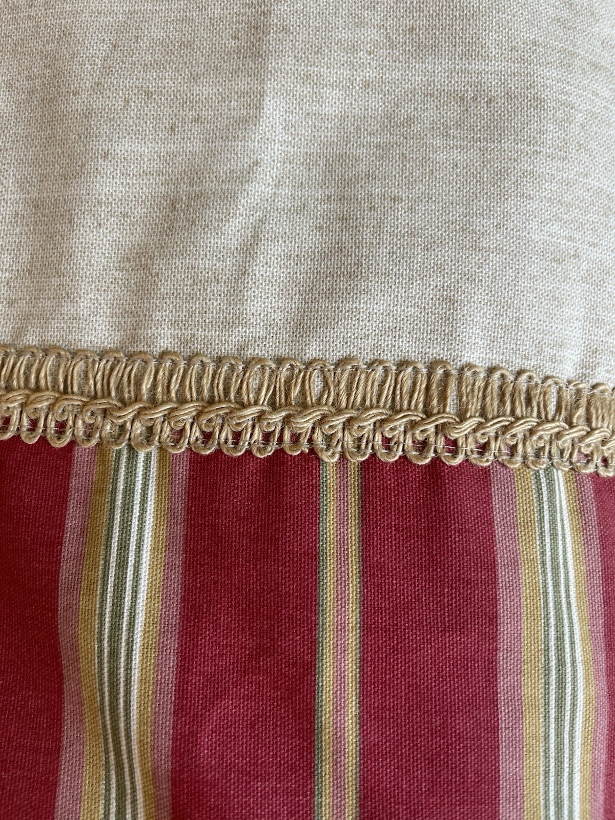 Striped Lined Fabric Shower Curtain Opaque Traditional 69×70-Red/Beige