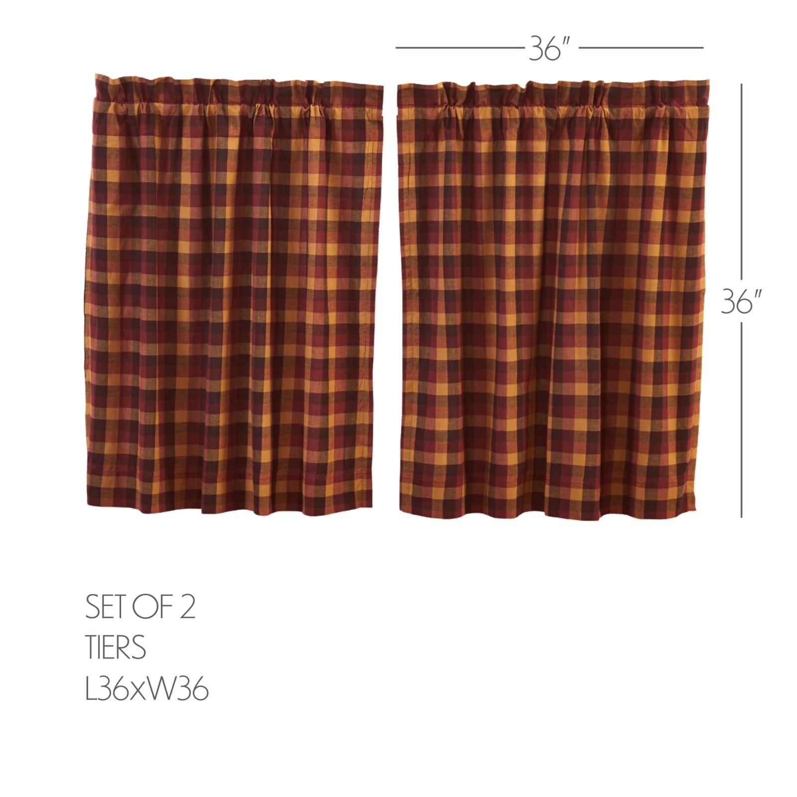 Kettle Grove Applique’ Crow & Star Country 24″ Tier Set Cafe’ CURTAINS Ditsy