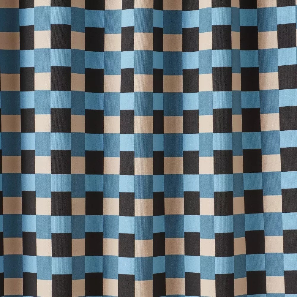 Pillowfort Blue Checkered Weave Single Blackout & Lined Curtain Panel 42″ x 84″