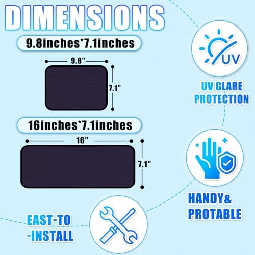 Static Cling Car Sun Shade for Side Window 4 Pack (9.84 x 7 in, 15.7 x 7 in)x2