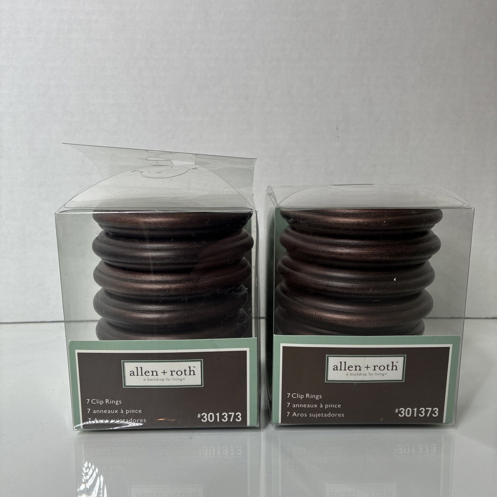 Allen & Roth 14 Sienna Bronze Finish Wood Curtain Clip Rings Fit 2” Pole NIP