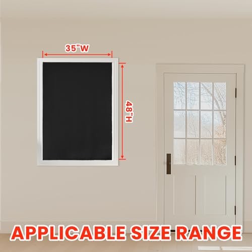 self Adhesive Portable 100%out Curtains Simple 35″W x 48″L (Pack of 1) Black