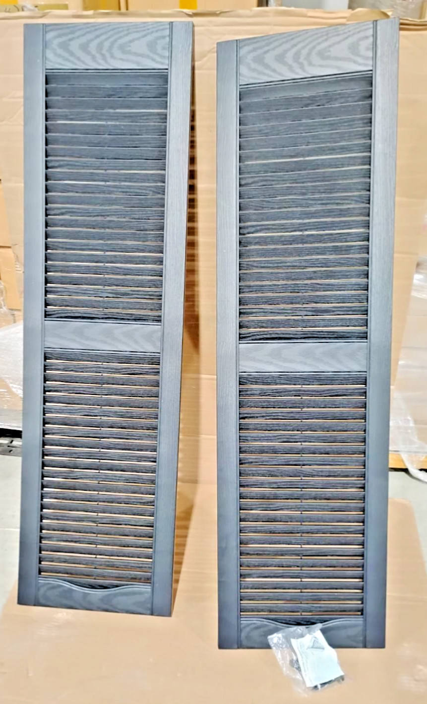 Ekena Millwork Vinyl Open Louver Shutters 14.5in W x 52in H Black Pair Durable
