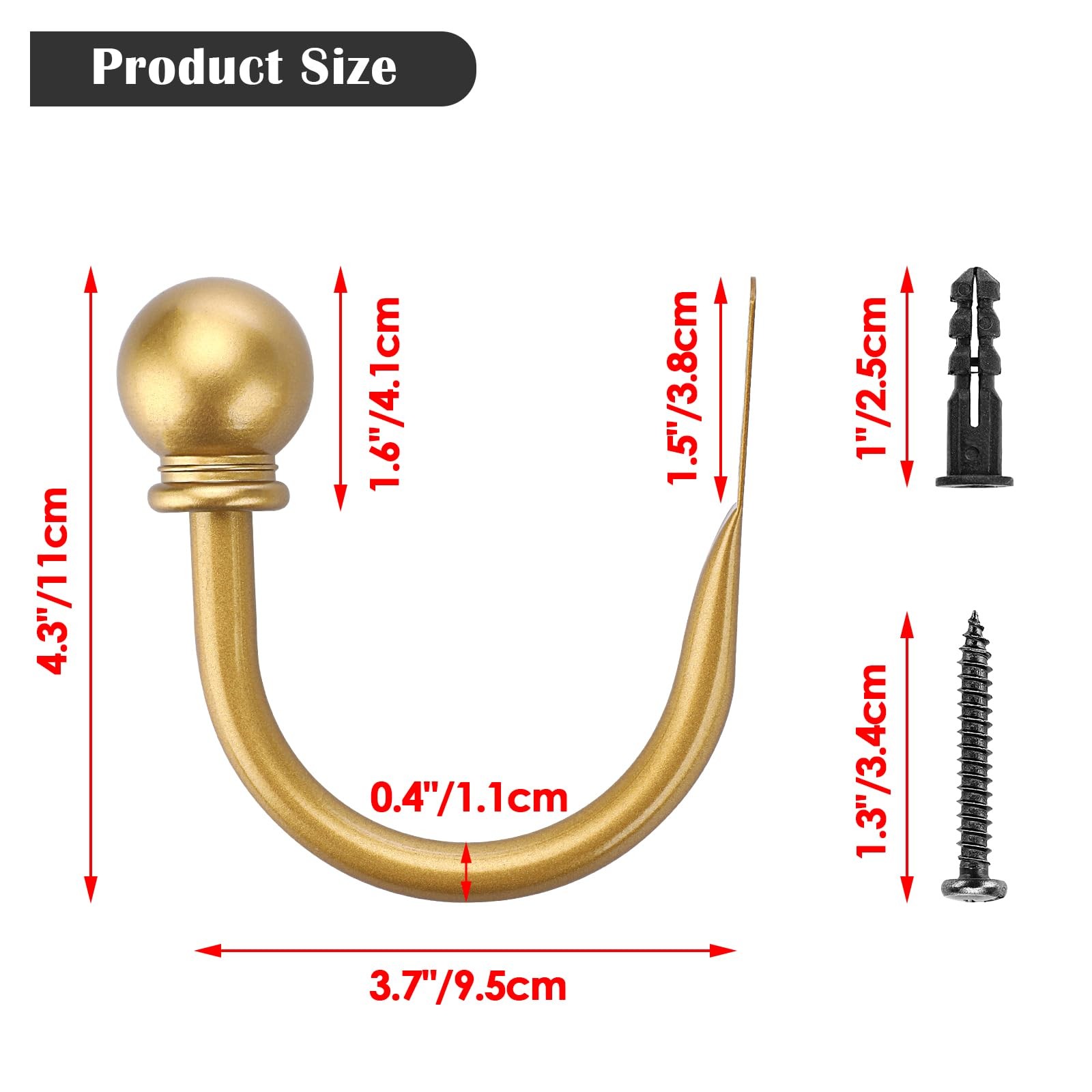 Sumnacon Set of 2 Decorative Curtain Holdbacks, Wall Mounted Aluminum Alloy Wind