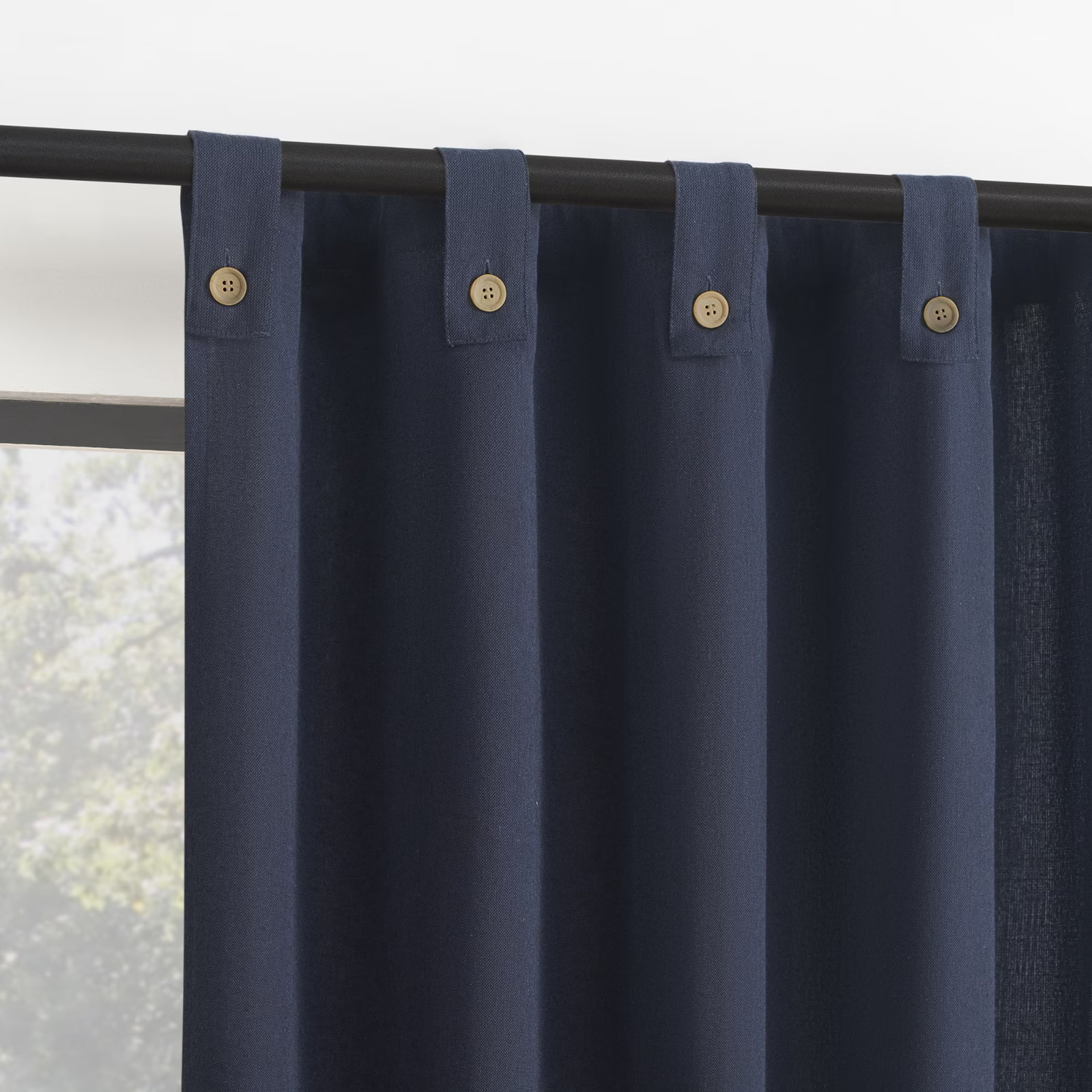 Archaeo Cotton Blend Button Tab Top Curtain Panel, 40″ x 63″ – Navy Blue – New
