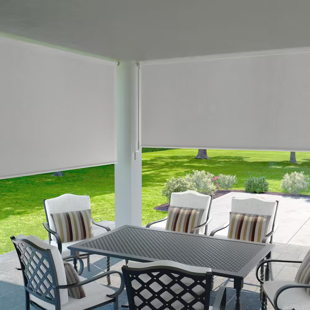 Stone Cordless UV Blocking Fade Resistant Fabric Exterior Roller Shade 72 In. W