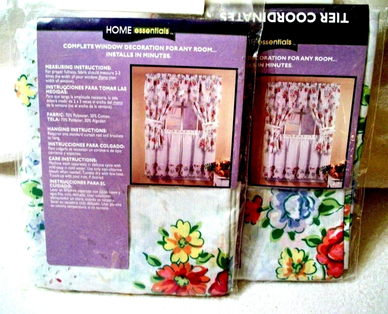 2 Tailored Window Valance “Bella” HOME Essentials Floral Curtain Valance 60 x 13