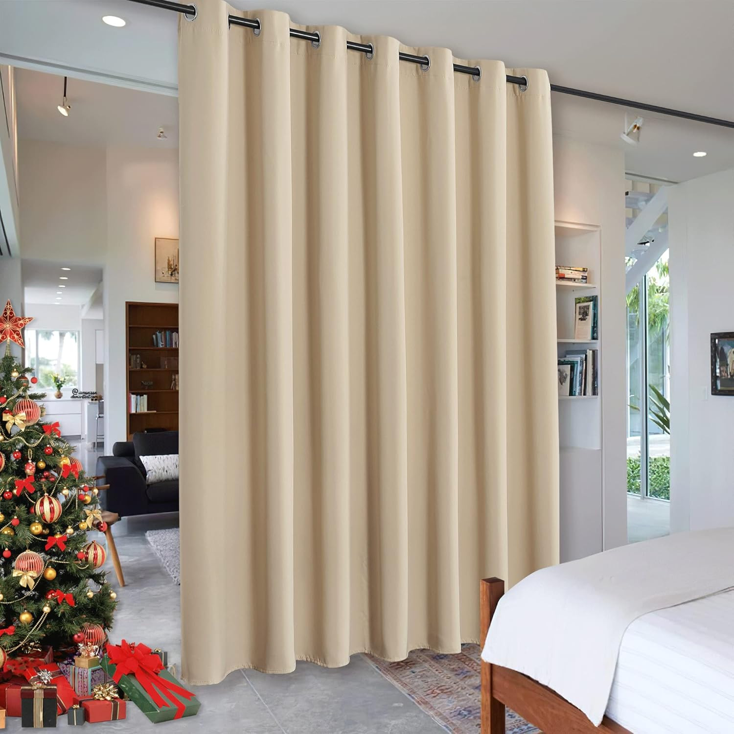 Insulated Privacy Curtain for Sliding Glass Door, 100×108 Inch, Cream Beige