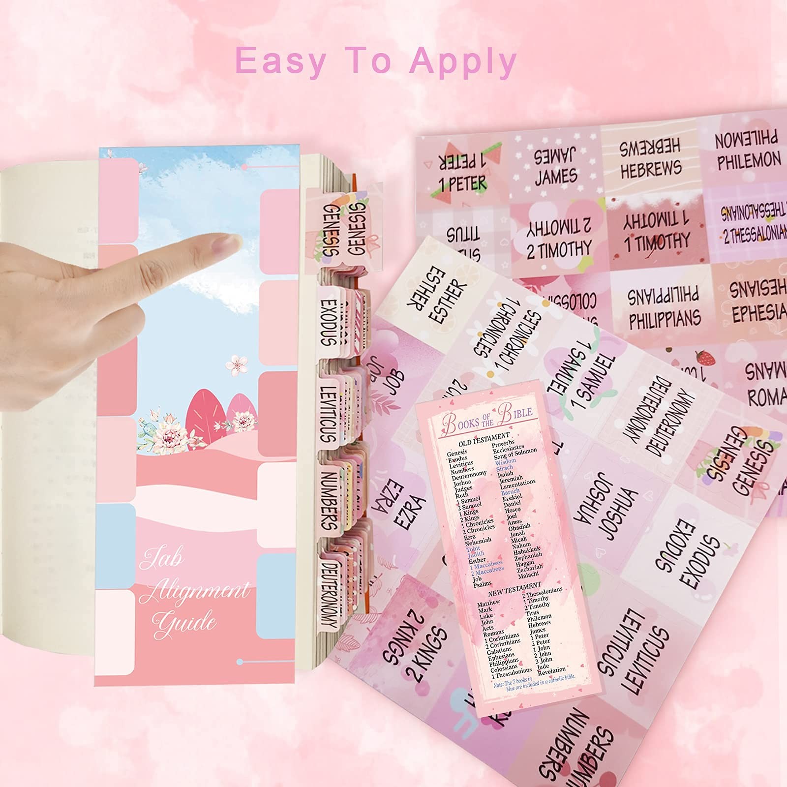 Bible Tabs for Women, Index Old and New Testament Large, Pink