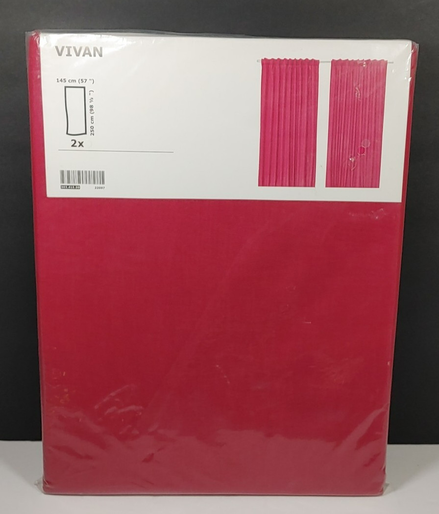 Ikea Vivan Curtains 1 Pair (2 Panels) Fuchsia Pink Magenta 57″ x 98.5″ NEW