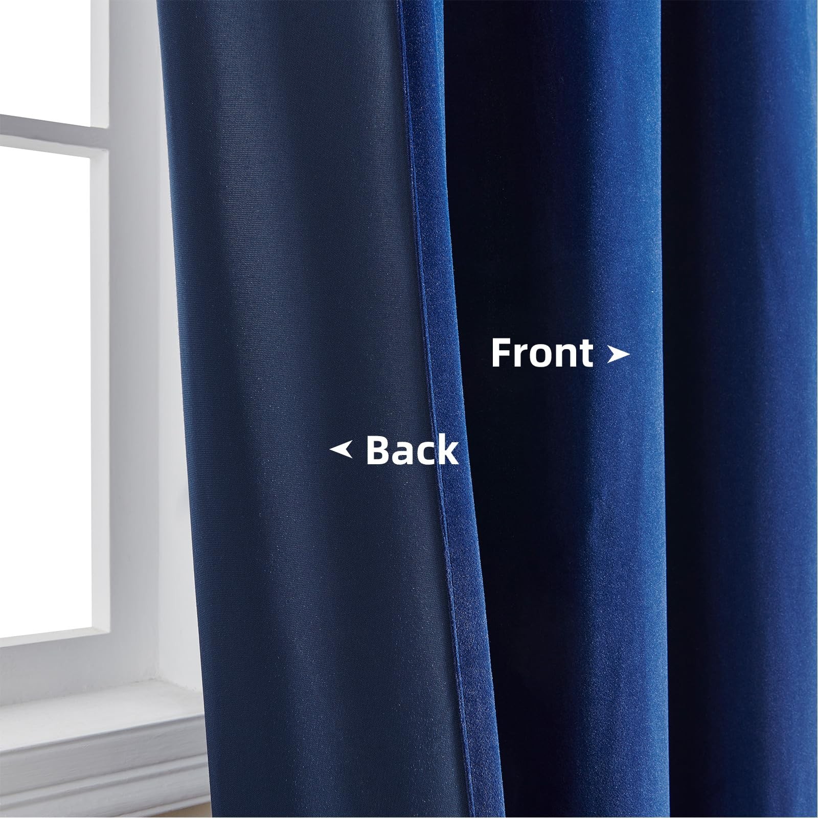 Joydeco Royal Blue Velvet Curtains 52X84 Grommet Blackout Panels Pack Of 2
