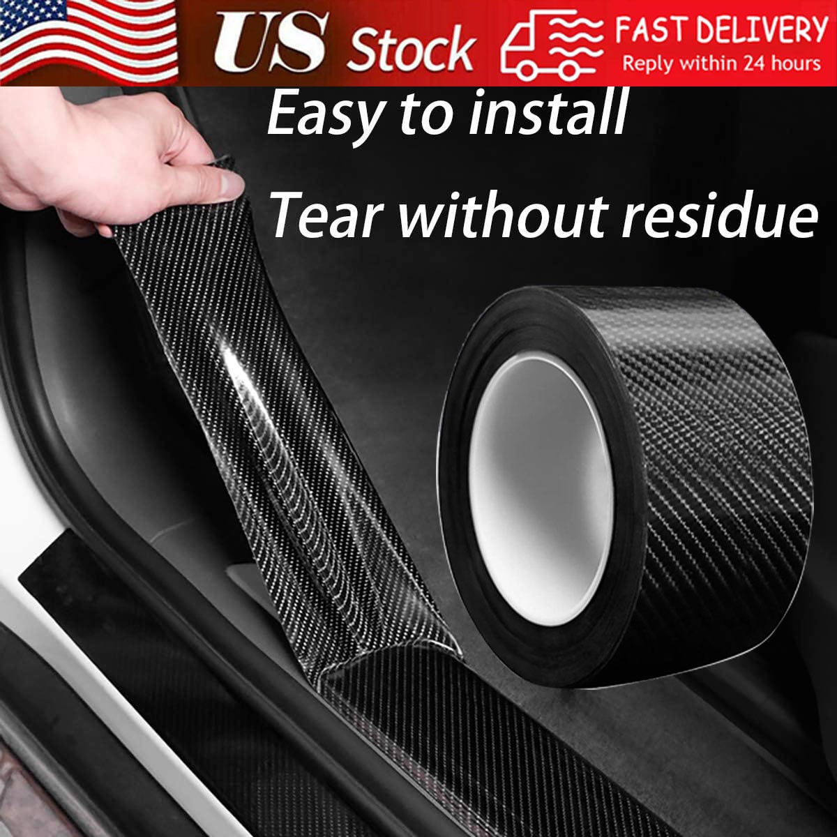 Sticker Door Bumper Hood Body Guard Protect PVC Film Decal 5D Carbon Fiber