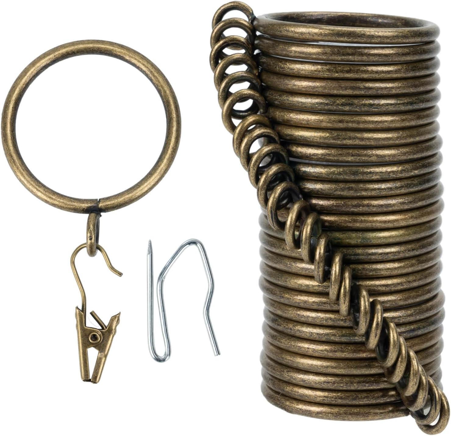 Curtain-Clip Rings with Hooks Drapery-Decorative – 2 Inch inside Diameter Includ