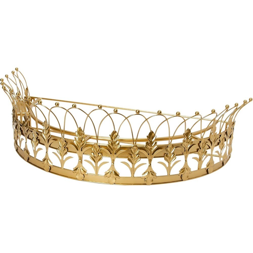 Decorative Metal Curtain Rod Crown Finial Gold Finish Canopy Bed Crown