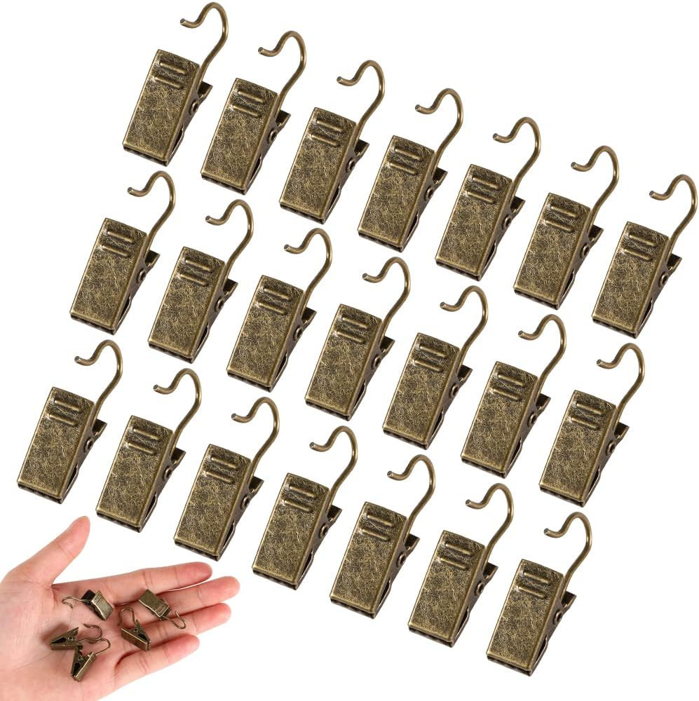 30 Pack Mini Bronze Curtain Clips Heavy-Duty Hook Clip Set for Photos