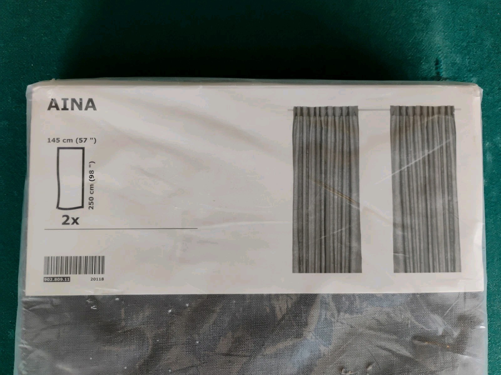 IKEA AINA Room Darkening Curtains 57×98″ Dark Gray 1 Pair 902.809.11 NEW