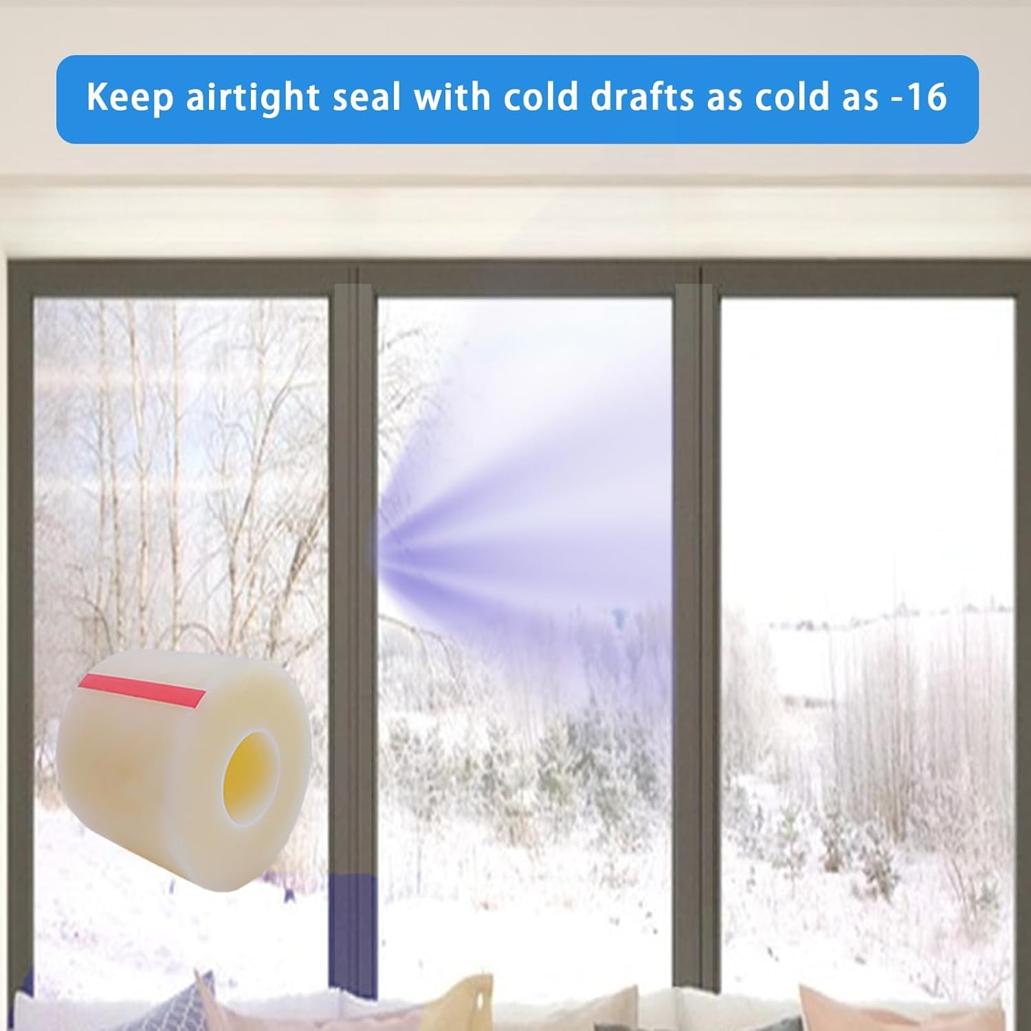 Transparent Window Weather Sealing Tape,Winter Window Seal Kit for Doors, Shower
