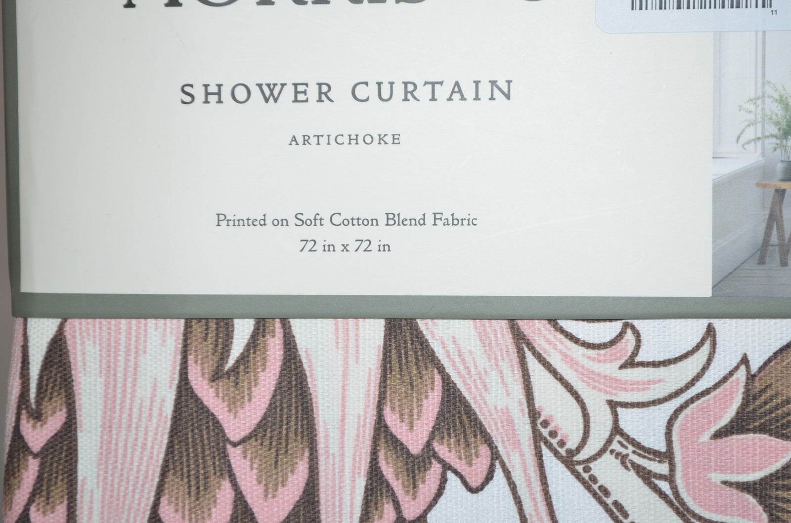 William Morris Artichoke Fabric Shower Curtain 72″x72″ Cotton Blend Floral