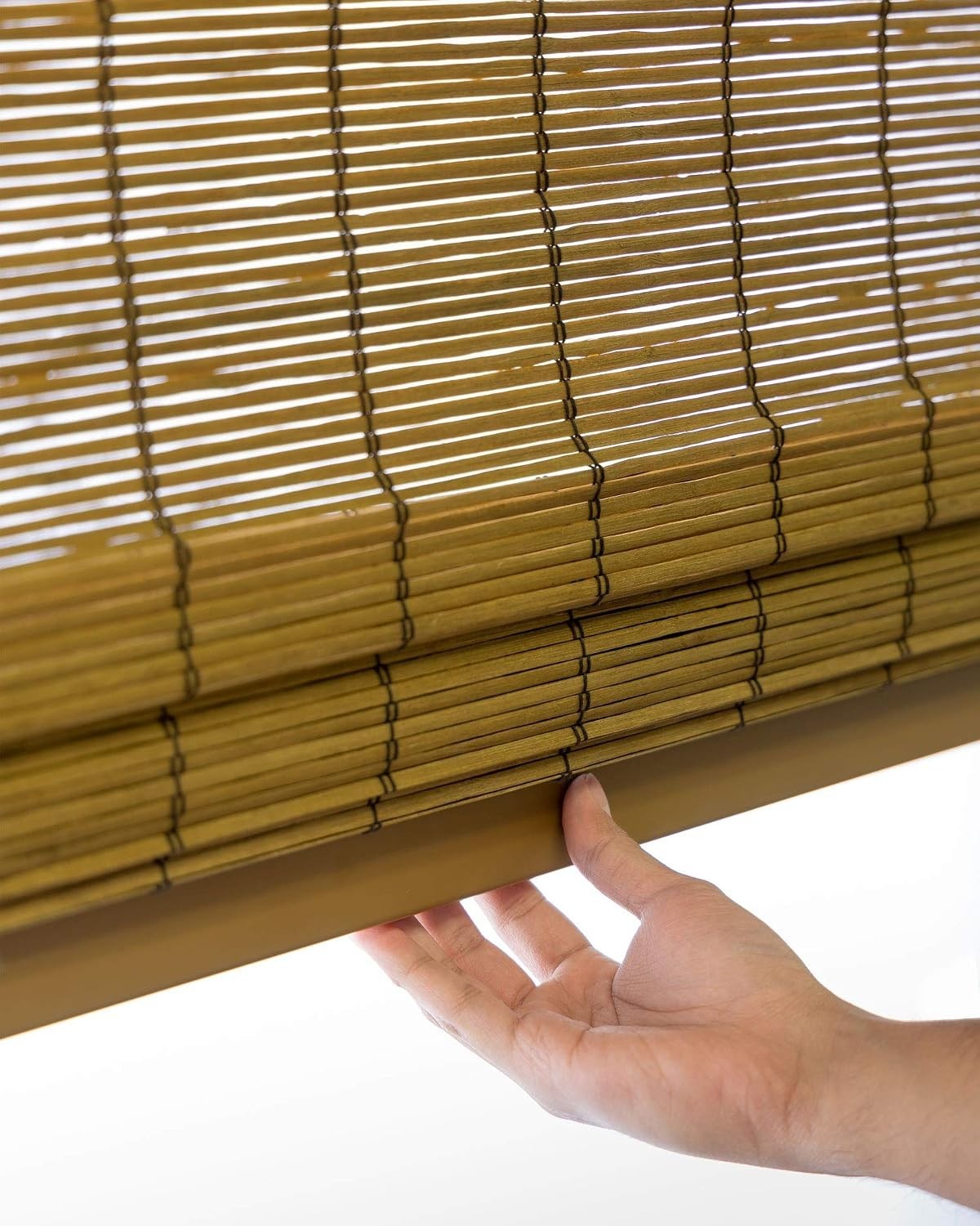 Natural Bamboo Cordless Window Shade for Cozy Boho Coastal Decor, 34″ x 64″