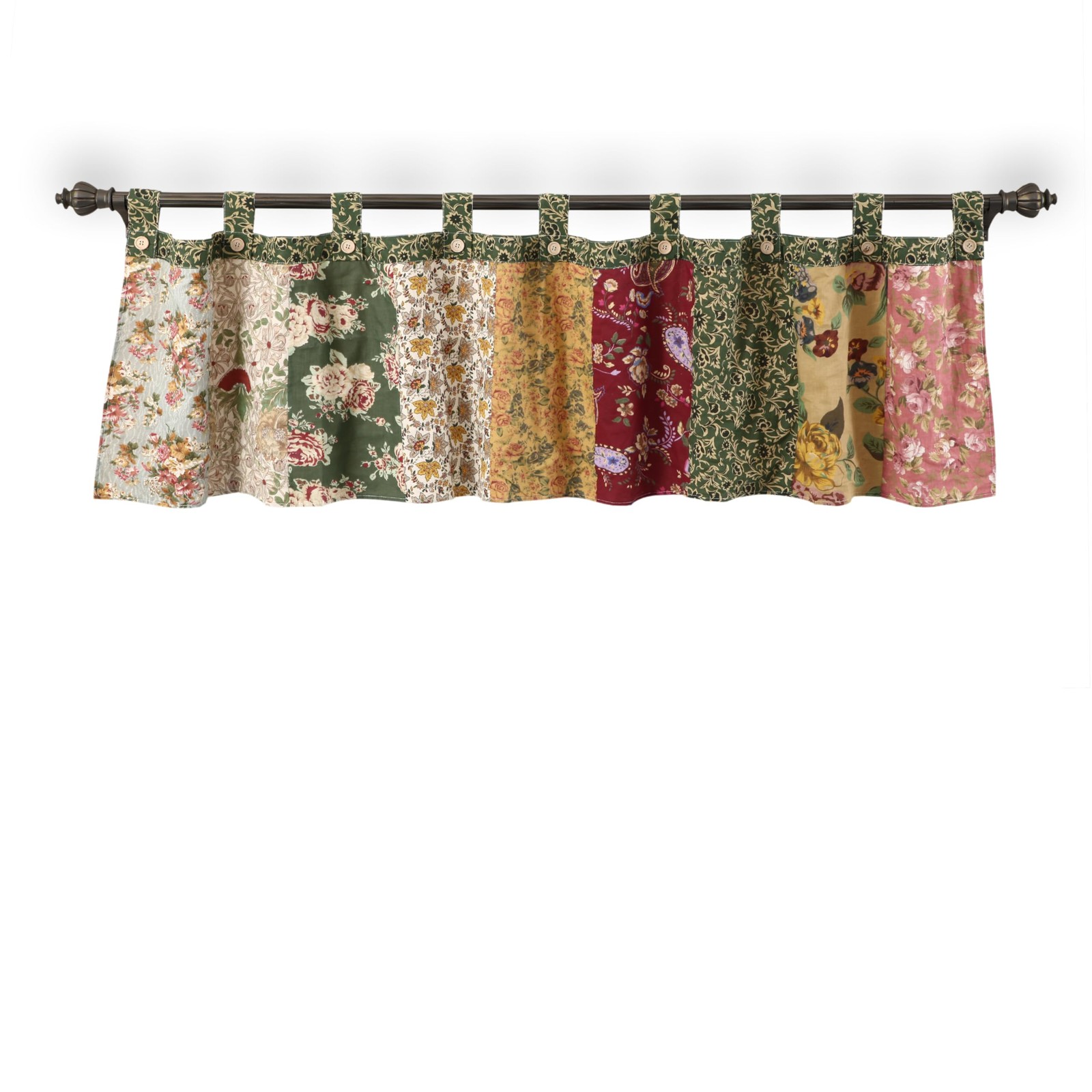Antique Chic Cotton Patchwork Window Valance Tab Top Multicolor 84W x 21L Floral