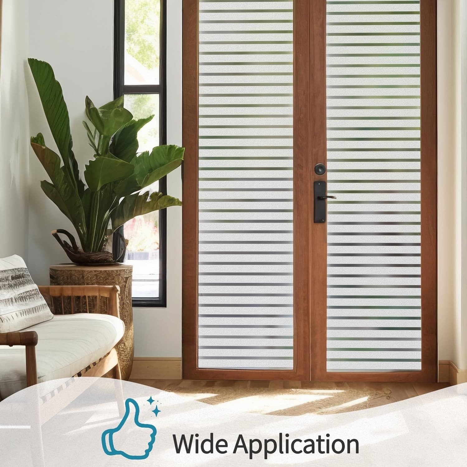 Bloss Window Film Striped Window Decal Non-Adhesive Privacy Film, Vinyl Glass…