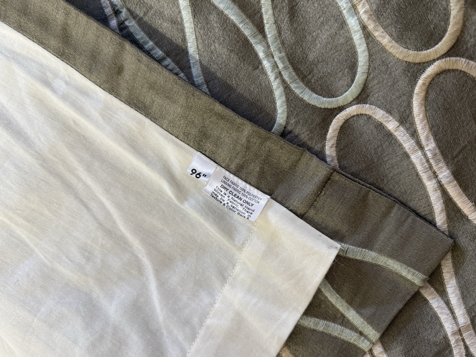 2 High End Printed Drapes Curtains Panels 96″ Pewter Gray Applique Infinity Pair