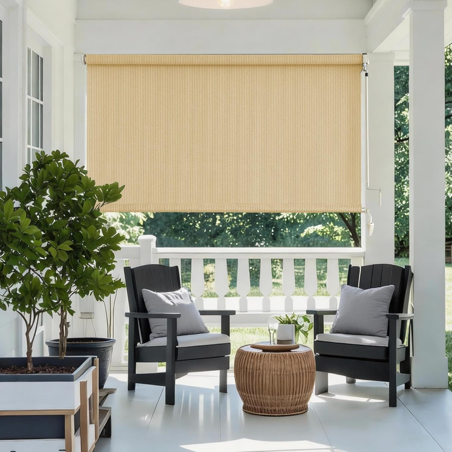 Porch Screens for Patios outside Outdoor Privacy, Cordless Sun Shades Roll up Bl